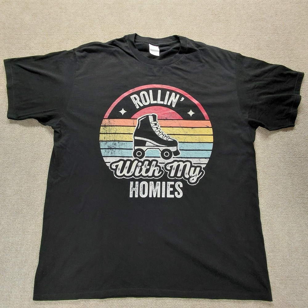 Roller Derby Skate Size XL Rolling with my Homies Graphic T-Shirt